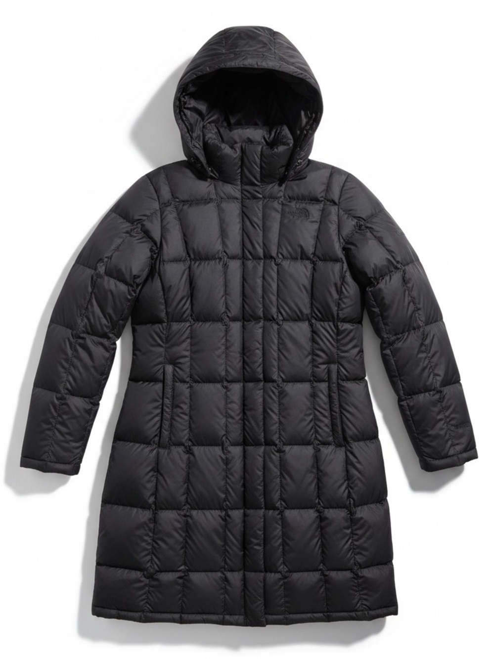 The North Face 550 Goose Down Hooded Long Puffer Parka Winter Coat Black Large